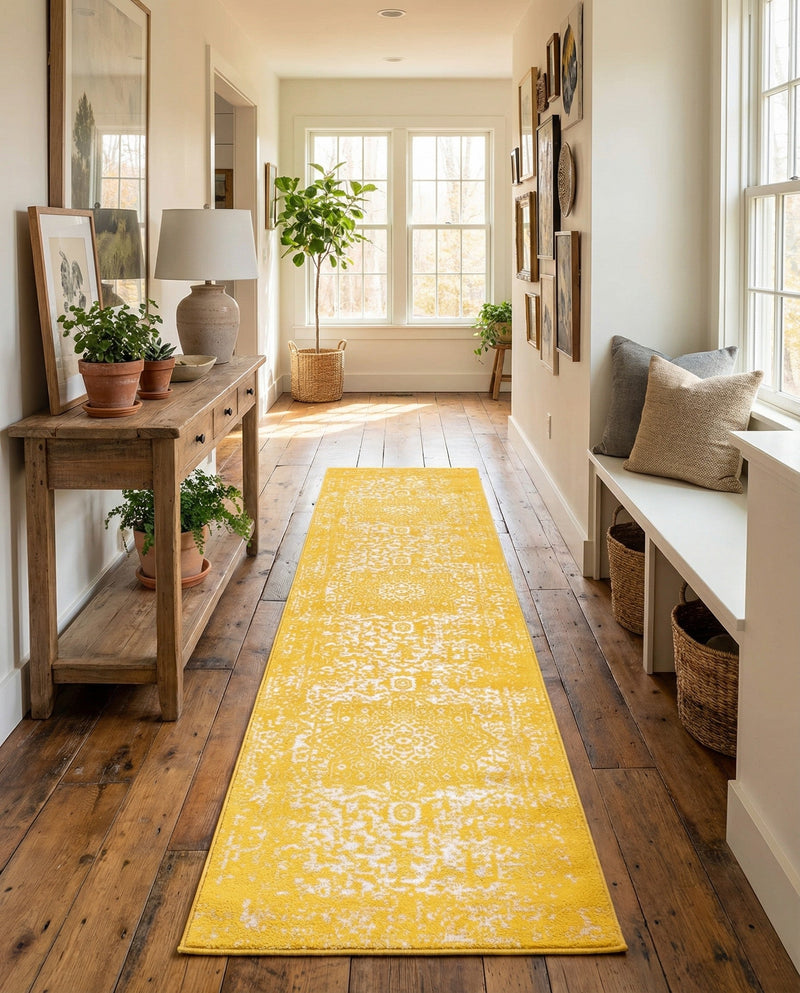 Georgetown Rugs Collection Area Rug - Dupont (Yellow) Runner Yellow  lifestyle 76