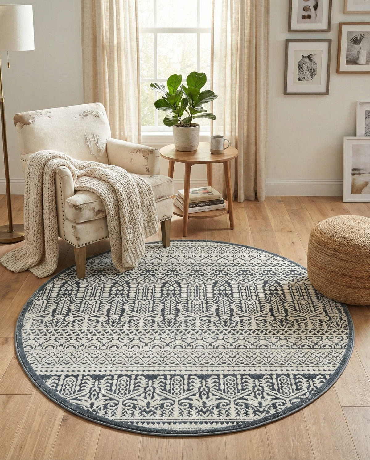 Metro Heights Collection Area Rug -  Chelsea Round Blue  lifestyle 105
