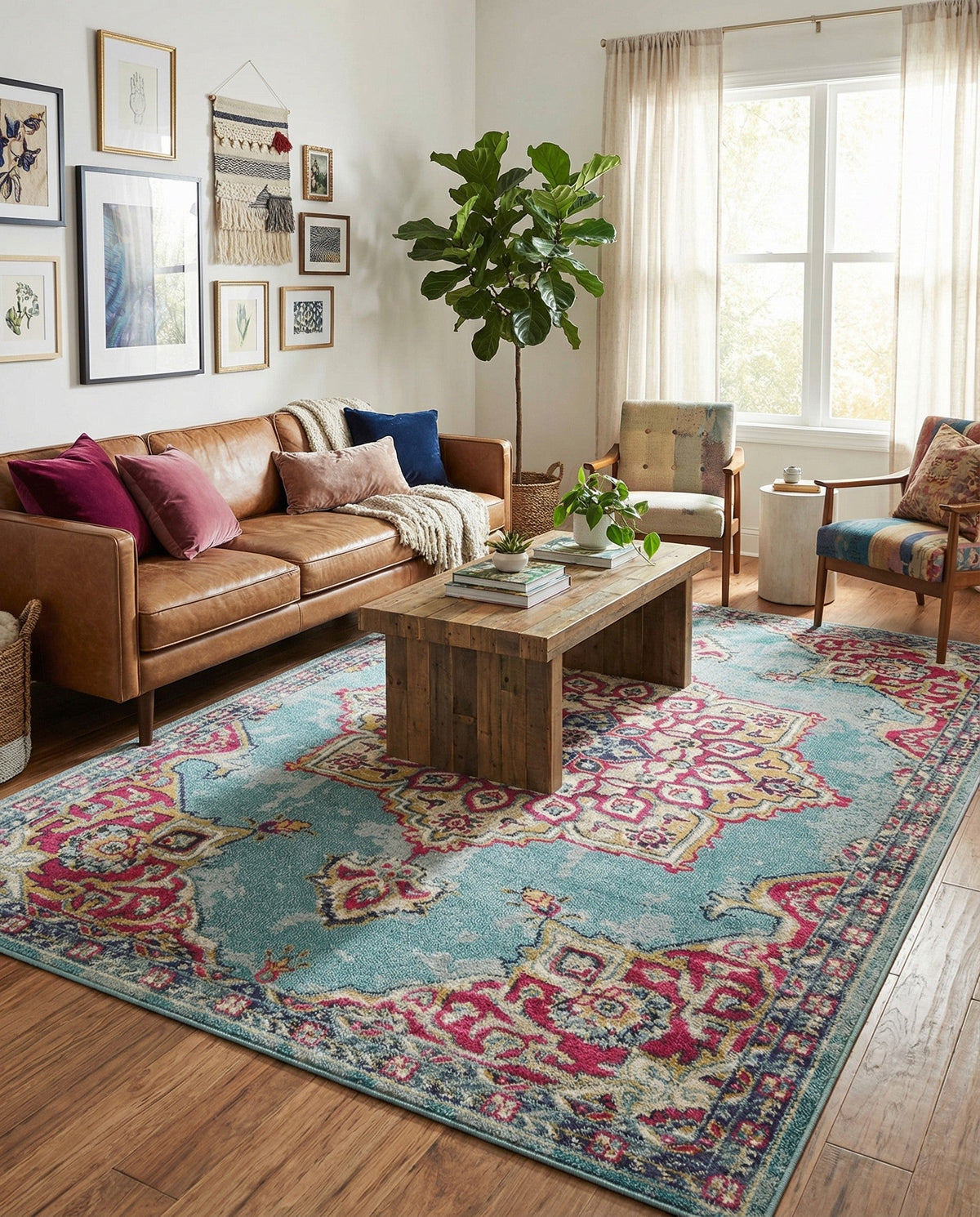 Chateau Elegance Collection Area Rug -  Riviera Rectangle Light Blue  lifestyle 37