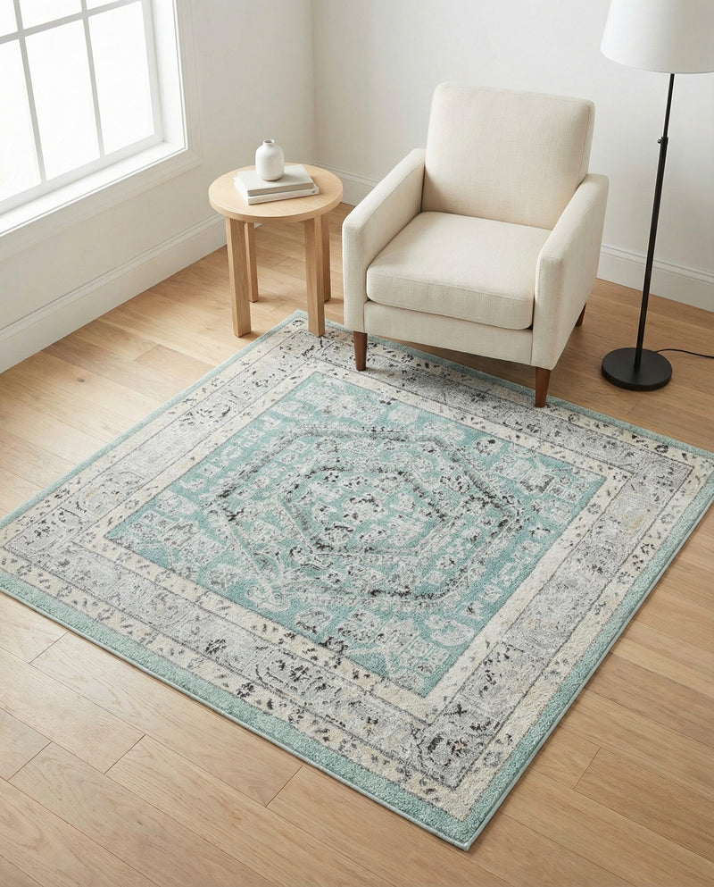 Adriana Terrace Collection Area Rug - Capri (Aqua) Square Aqua  lifestyle 56