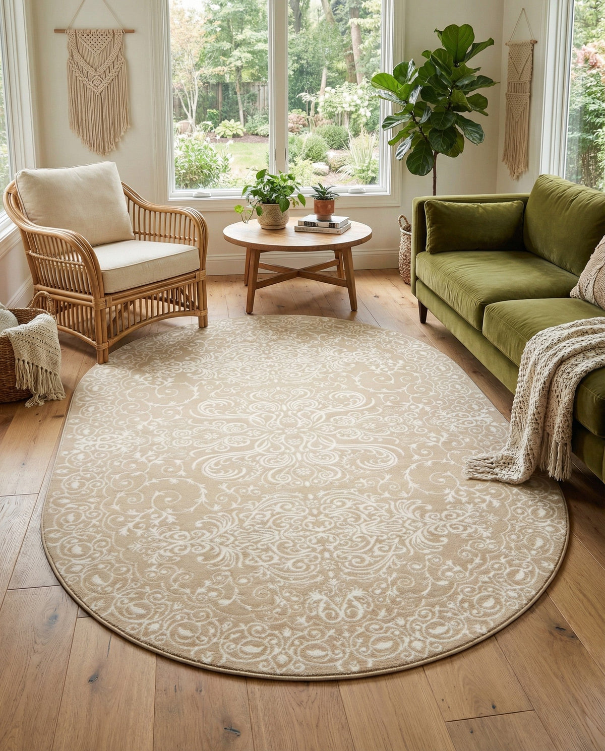 Andes Summit Collection Area Rug -  Lanín Oval Beige  lifestyle 52