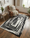 Woven Udaipur Collection Area Rug - Jaipur Rectangle Black and White  lifestyle 16