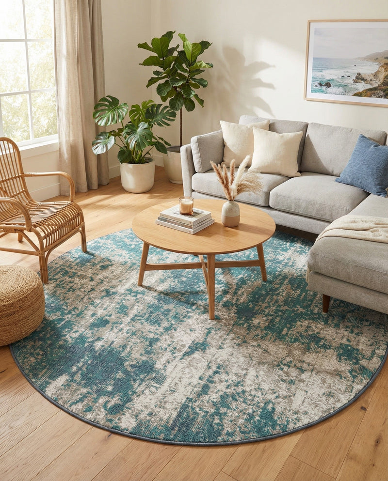 Seaside Haven Rugs Collection Area Rug -  Schooner Round Blue  lifestyle 56