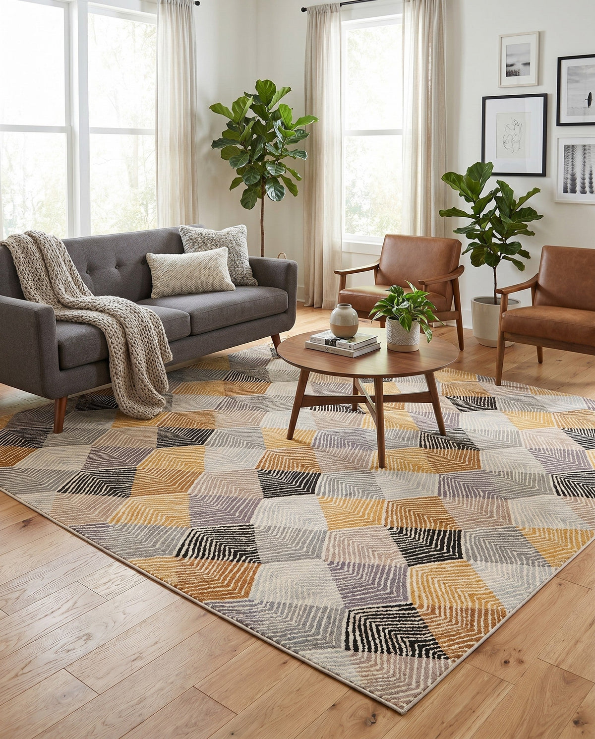 Urban Terrace Collection Area Rug - Metropolis Square Gray  lifestyle 76