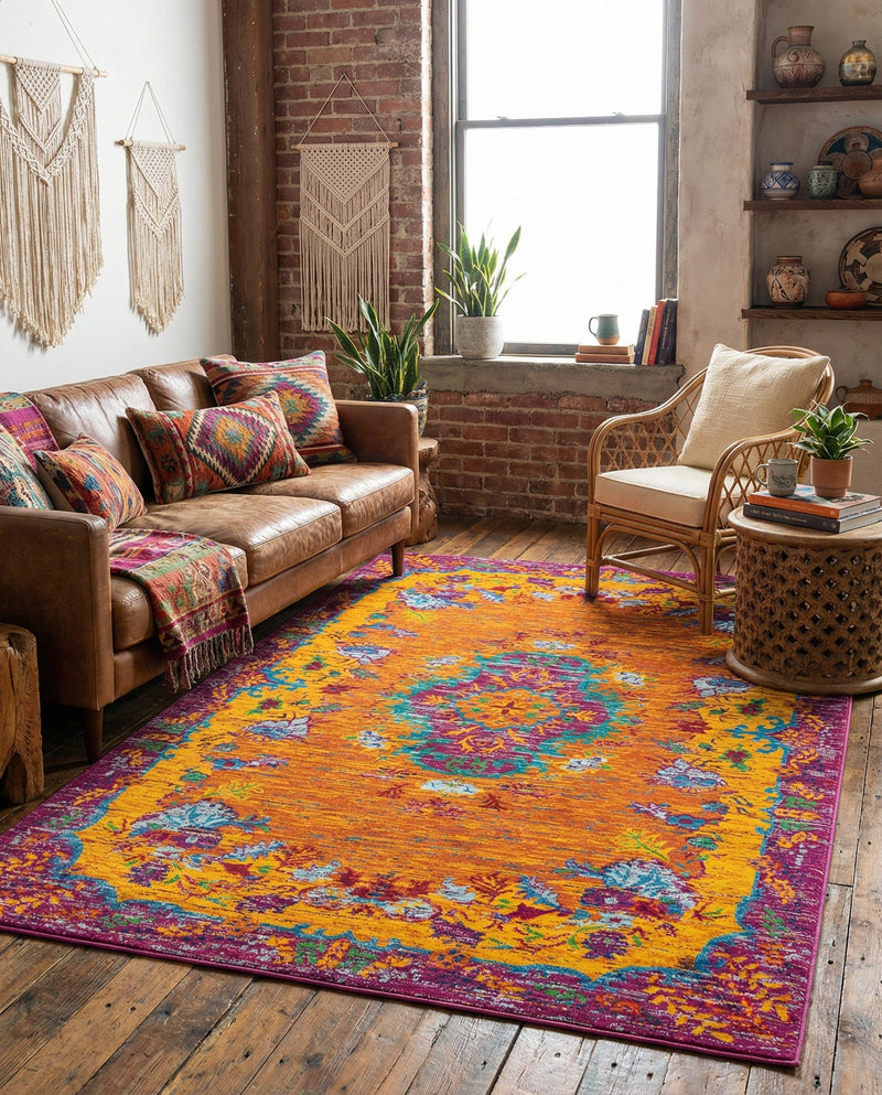 Caribbean Cove Collection Area Rug -  Nevis Rectangle Orange  lifestyle 27