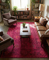 Chateau Elegance Collection Area Rug -  Louvre Rectangle Magenta  lifestyle 10
