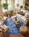 Heritage Elegance Collection Area Rug -  Windsor (Navy Blue) Round Navy Blue  lifestyle 28