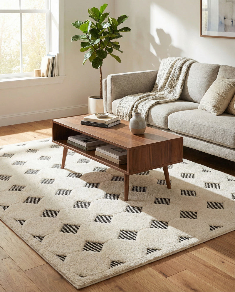 Monochrome Collection Area Rug -  Quartz Rectangle Black and White  lifestyle 15