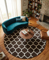 Lattice Gardens Collection Area Rug -  Bloomfield (Chocolate Brown) Round Chocolate Brown  lifestyle 50