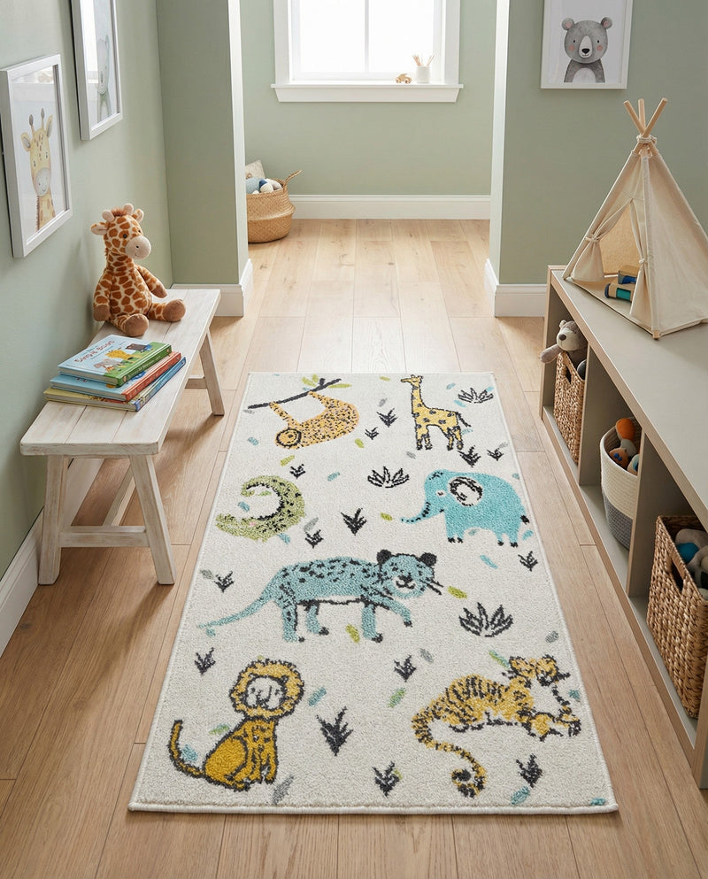 Wonder Tykes Collection Area Rug -  Spatter Runner Ivory  lifestyle 34