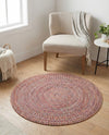 Sustainable Strands Indoor-Outdoor Oasis Collection Area Rug -  Sandbar (Multi) Round Multi  lifestyle 52