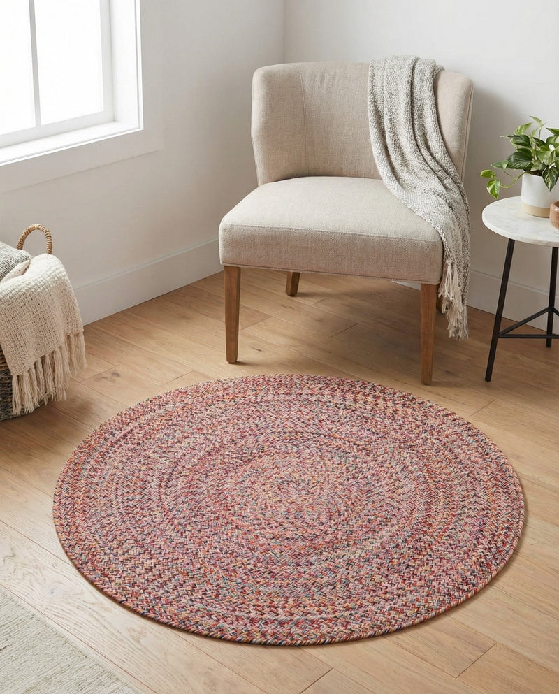 Sustainable Strands Indoor-Outdoor Oasis Collection Area Rug -  Sandbar (Multi) Round Multi  lifestyle 52