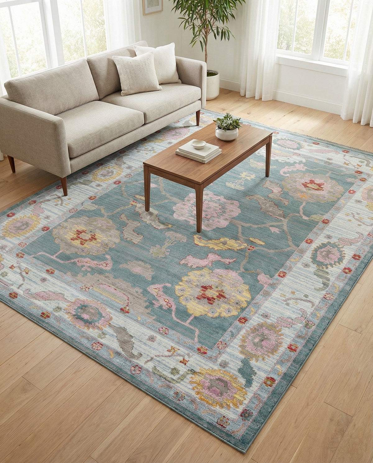Arcadia Rugs Collection Area Rug - Eden (Gray and Blue) Rectangle Gray and Blue  lifestyle 6
