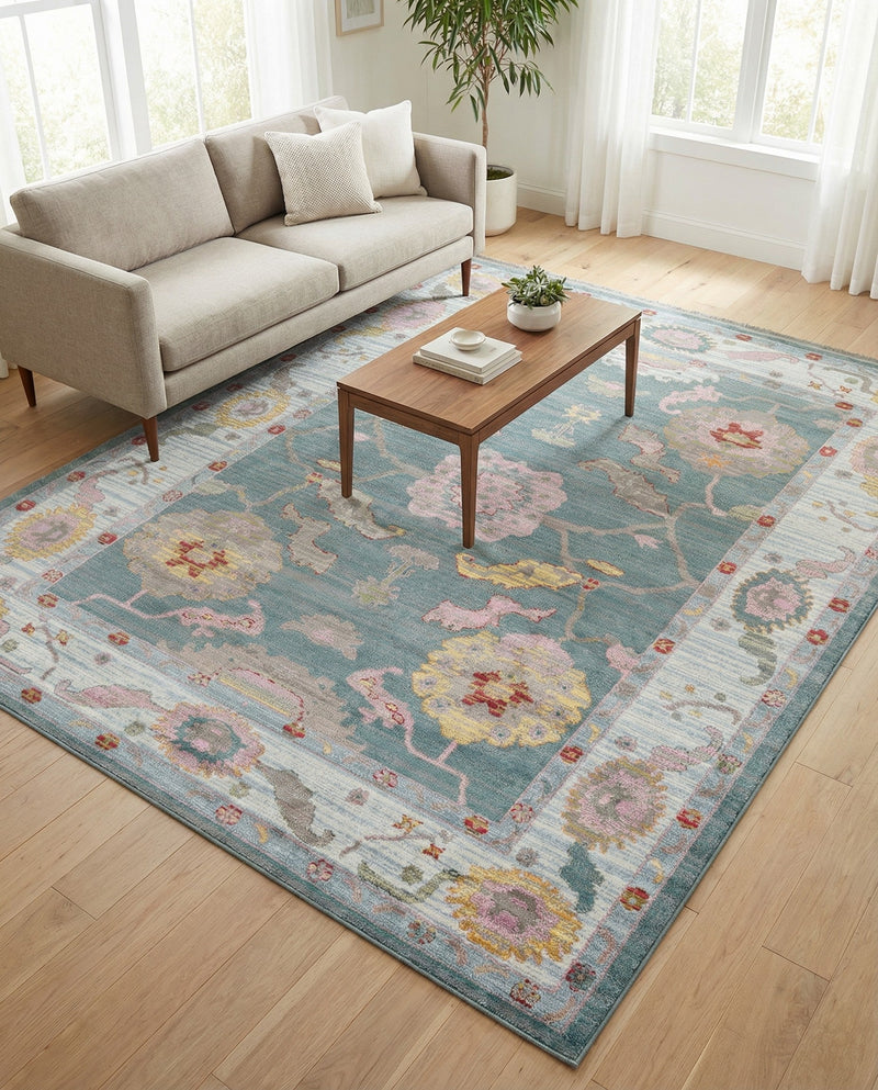 Arcadia Rugs Collection Area Rug - Eden (Gray and Blue) Rectangle Gray and Blue  lifestyle 6