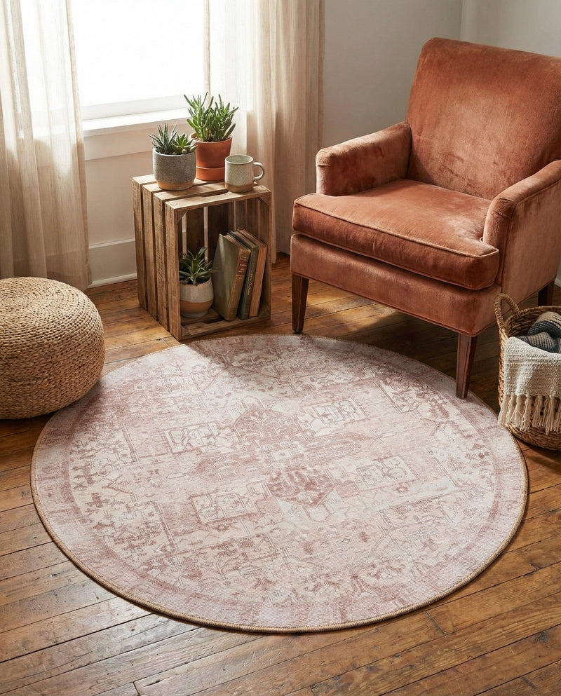 Heritage Elegance Collection Area Rug -  Windsor (Beige) Round Beige  lifestyle 40