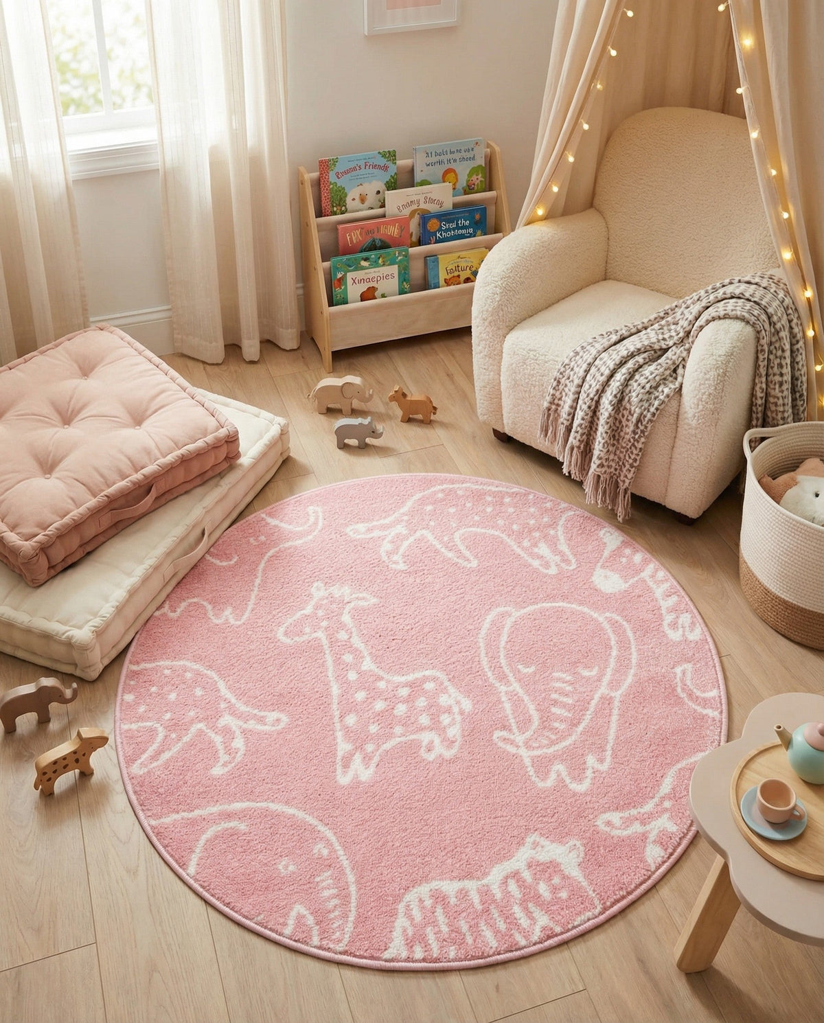 Wonder Tykes Collection Area Rug -  Spectrum Round Pink  lifestyle 154