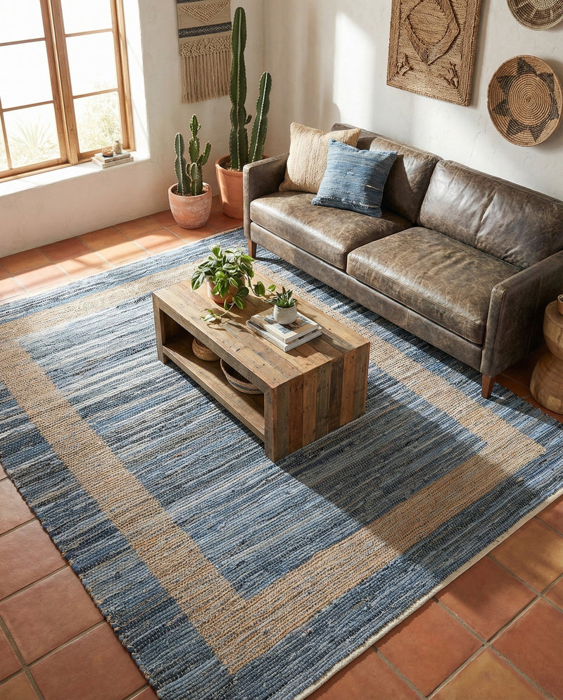 Osian Looms Collection Area Rug - Durham Rectangle Navy Blue  lifestyle 19