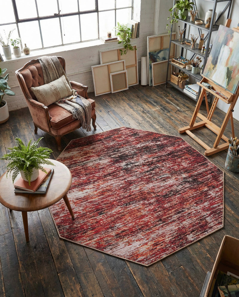 Sahara Essence Collection Area Rug - Oasis (Rust Red) Octagon Rust Red  lifestyle 44