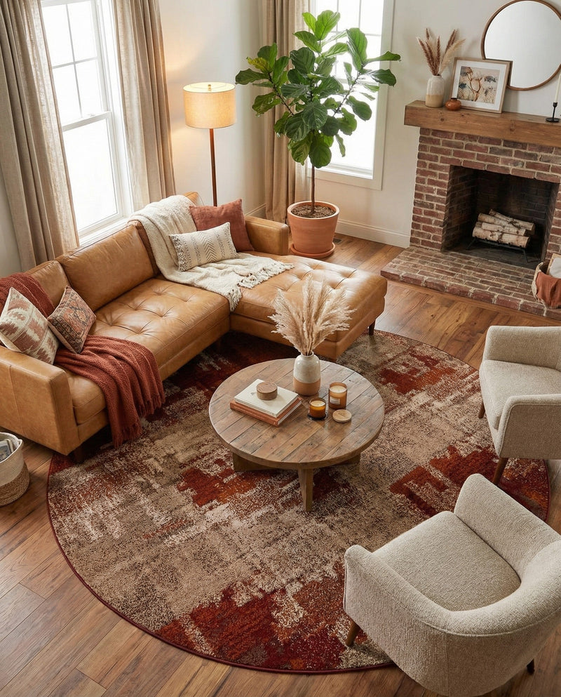 Autumn Meadow Collection Area Rug -  Goldentwine Round Multi  lifestyle 26