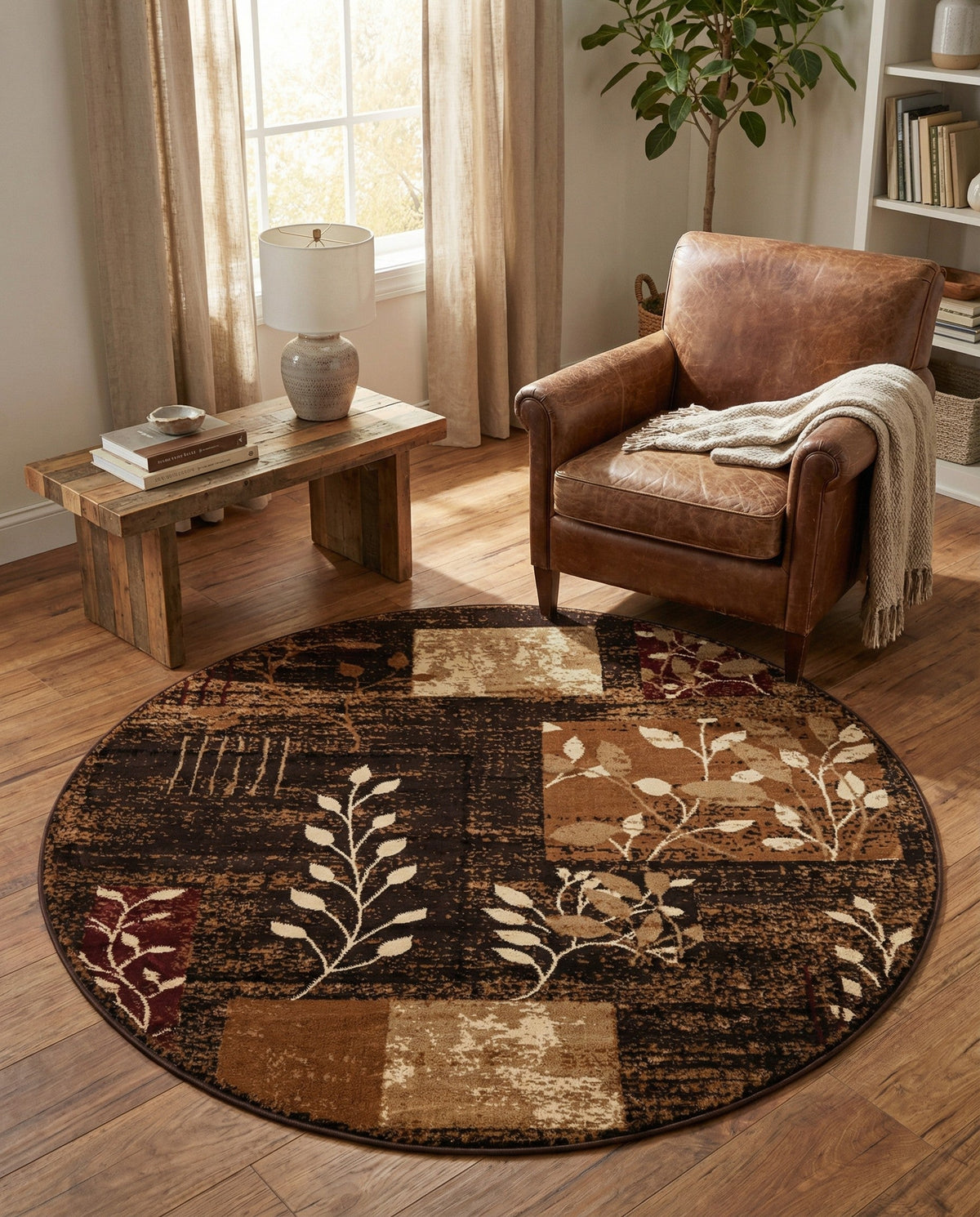 Bistro Lounge Collection Area Rug -  Affogato Round Brown  lifestyle 67