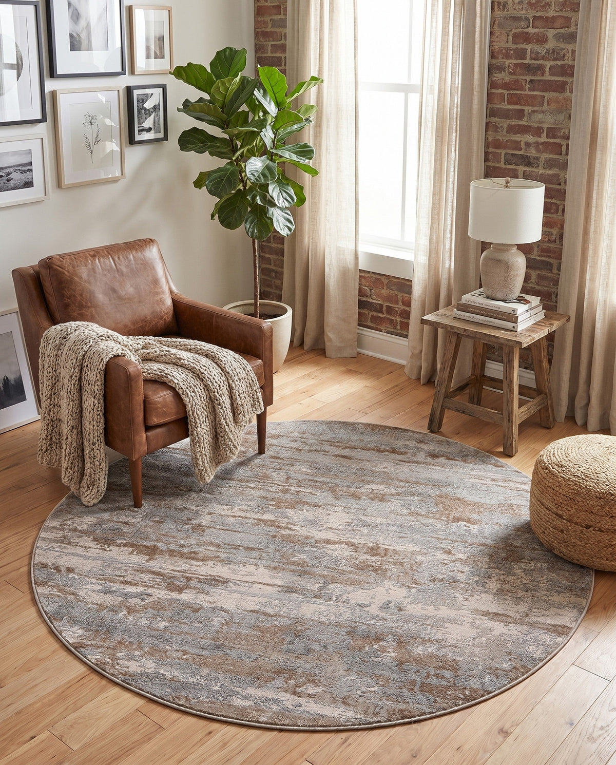 Aegean Elegance Collection Area Rug - Mesa Round Beige  lifestyle 104