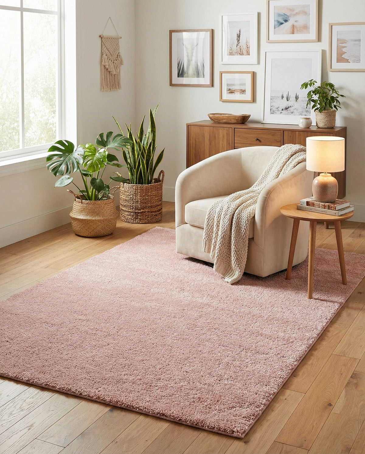 Solid Shag Seaside Collection Area Rug - Azure Cove (Pink) Rectangle Pink  lifestyle 13