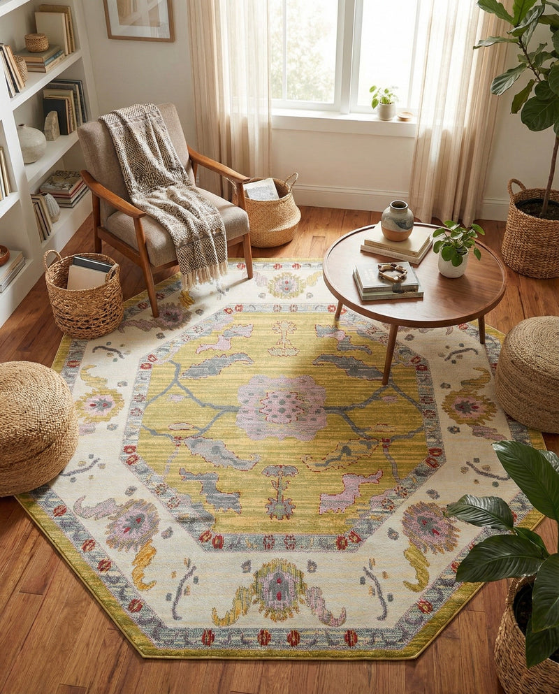 Arcadia Rugs Collection Area Rug - Eden (Green) Octagon Green  lifestyle 63