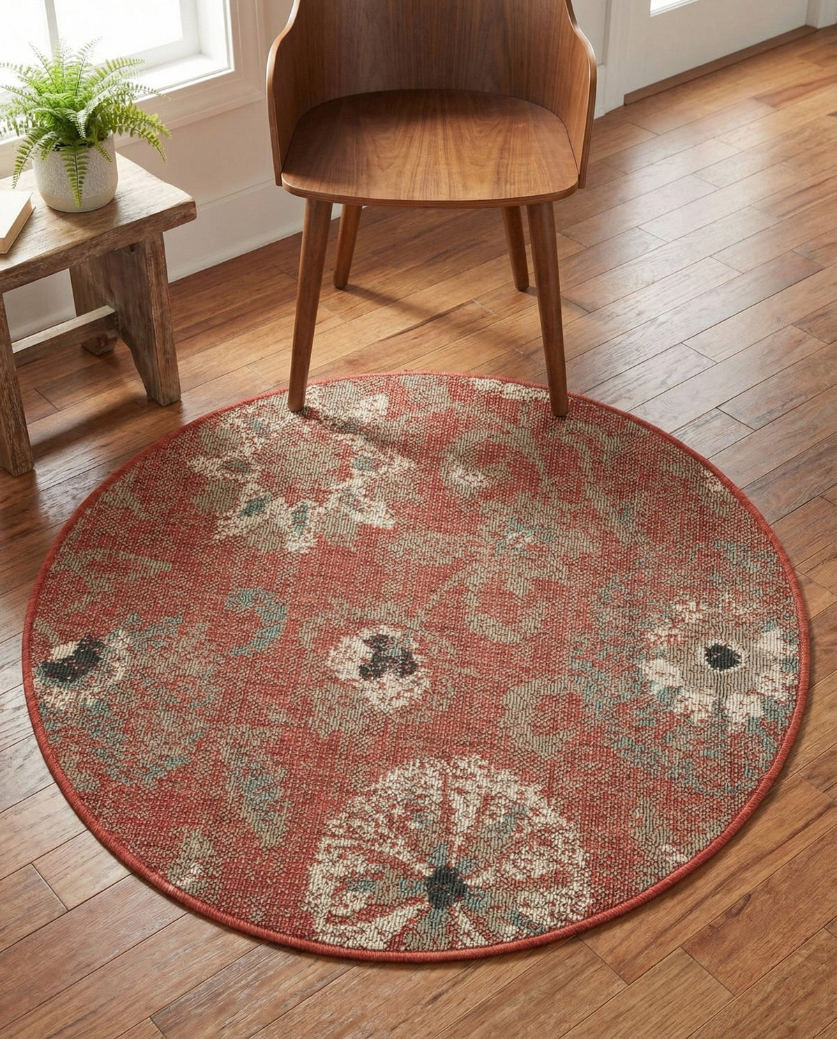 Seaside Blooms Collection Area Rug - Seychelles Round Terracotta  lifestyle 167