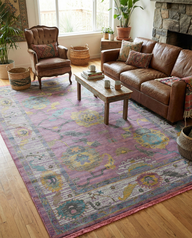 Arcadia Rugs Collection Area Rug - Eden (Pink) Rectangle Pink  lifestyle 15