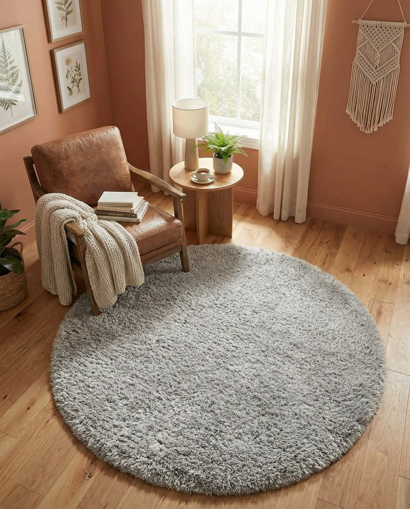 Majestic Manor Collection Area Rug - Versailles (Silver Screen) Round Silver Screen  lifestyle 61
