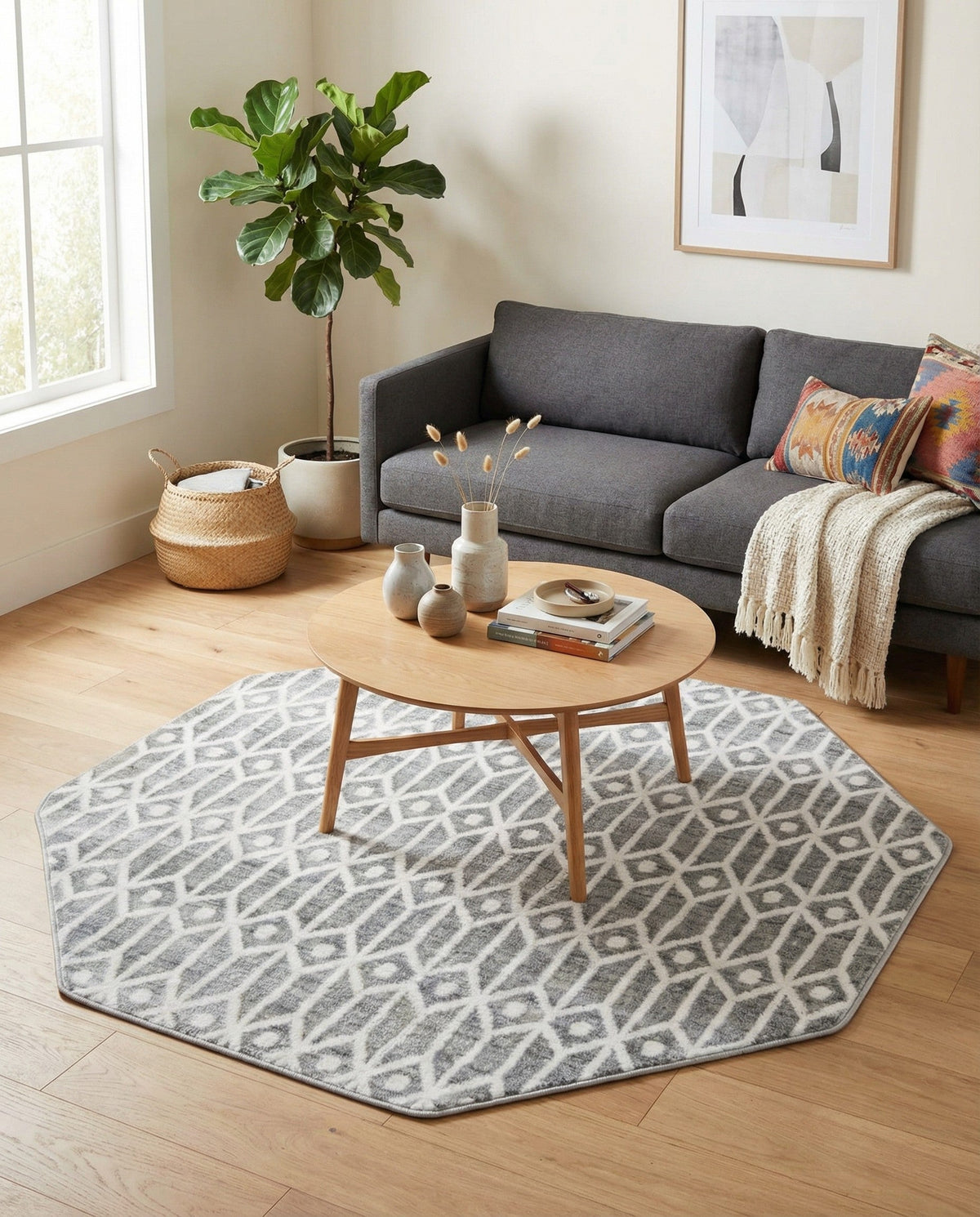 Garden Maze Retreat Collection Area Rug -  Mazeview Octagon Gray  lifestyle 71