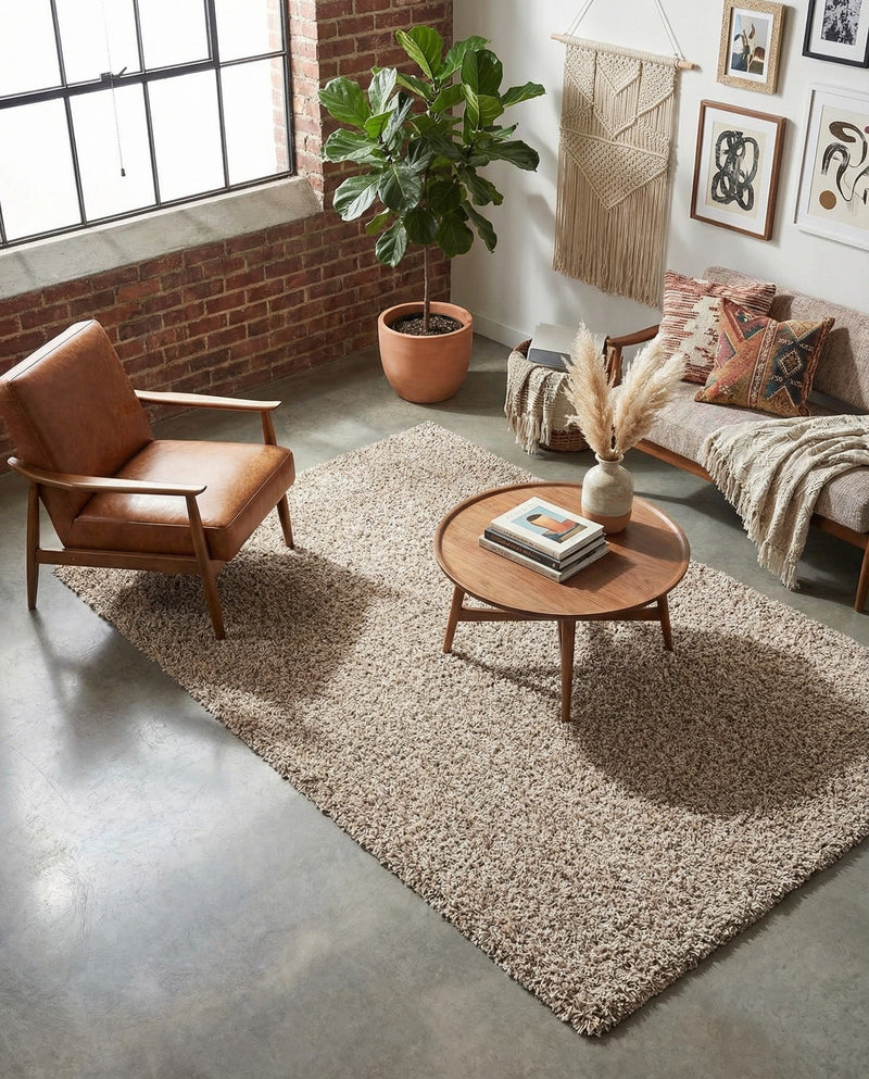 Plush Oasis Collection Area Rug - Serenity (Taupe) Rectangle Taupe  lifestyle 32