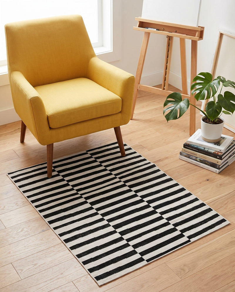 Soho Elegance Collection Area Rug -  Hudson (Black) Rectangle Black  lifestyle 17