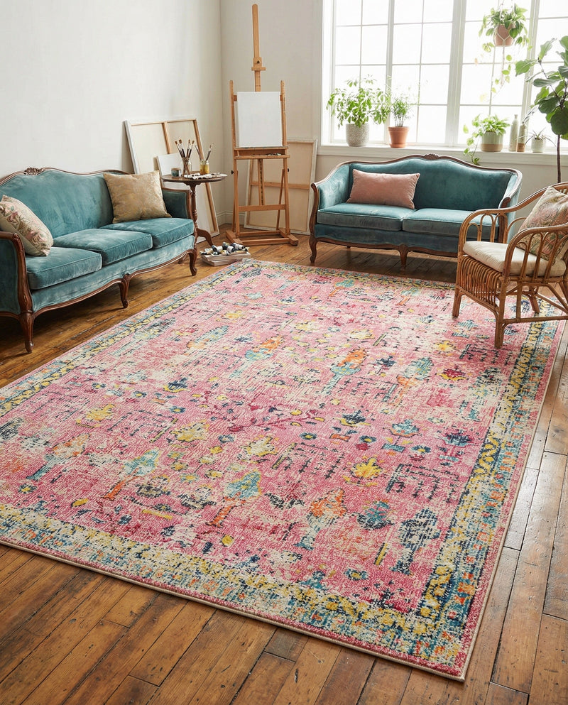 Sierra Collection Area Rug -  Shasta Rectangle Pink  lifestyle 13
