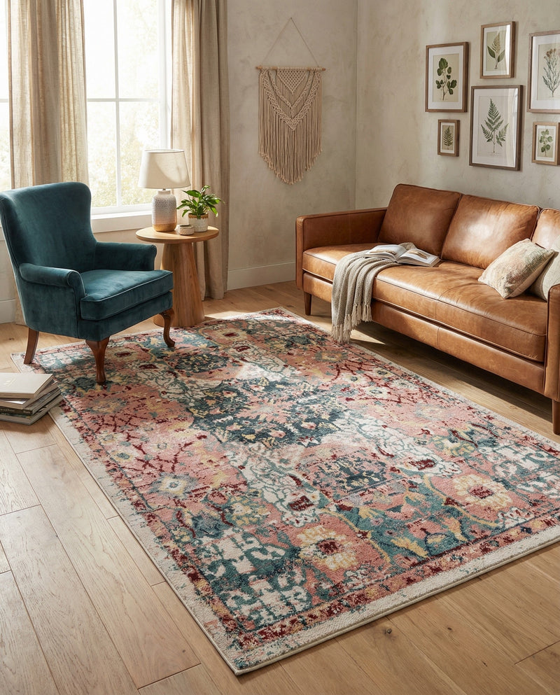 Savannah Elegance Collection Area Rug -  Azalea Rectangle Pink  lifestyle 27