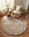 Berber Lattice Shag Collection Area Rug - Atlas (Light Brown) Round Light Brown  lifestyle 64