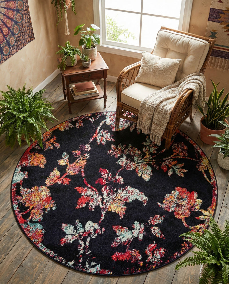 Brighton Terrace Collection Area Rug -  Roedean Round Navy Blue  lifestyle 54