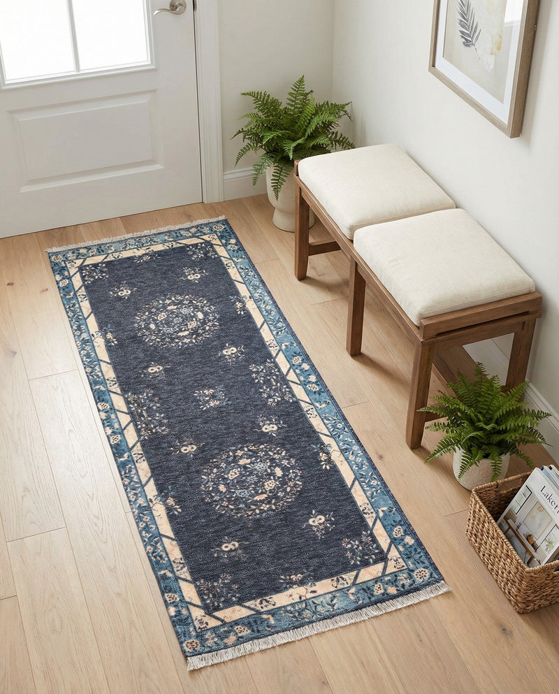 Bazaar Chic Collection Area Rug -  Ouarzazate Runner Navy Blue  lifestyle 44