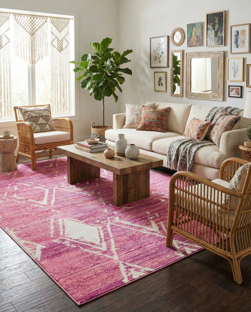 Metro Heights Collection Area Rug -  Madison Rectangle Pink  lifestyle 37