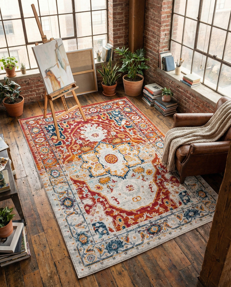 Parisian Elegance Collection Area Rug - Versailles (Rust Red) Rectangle Rust Red  lifestyle 28
