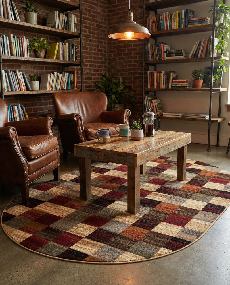 Bistro Lounge Collection Area Rug - Espresso Oval Multi  lifestyle 53