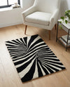 Cyclone Wool Collection Area Rug -  Maelstrom Rectangle Black and White  lifestyle 9