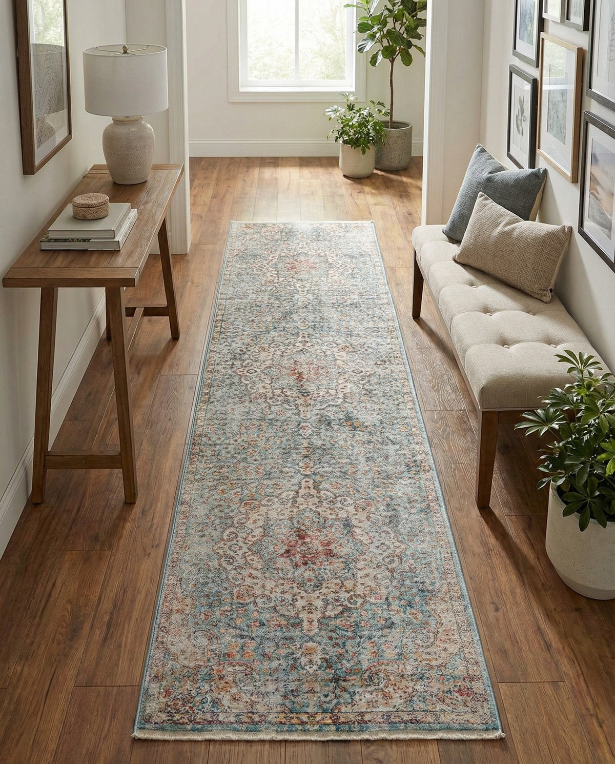 Coastal Haven Collection Area Rug - Seabreeze (Blue) Runner Blue  lifestyle 94