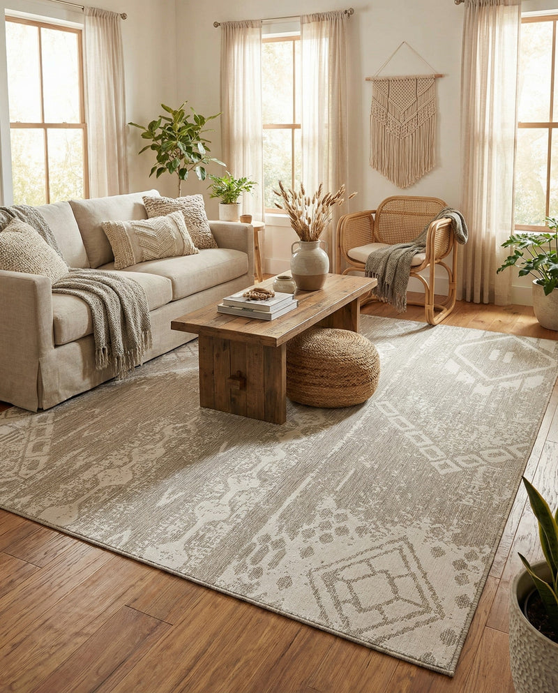 Desert Nomad Terrace Collection Area Rug - Sahara (Gray) Square Gray  lifestyle 55