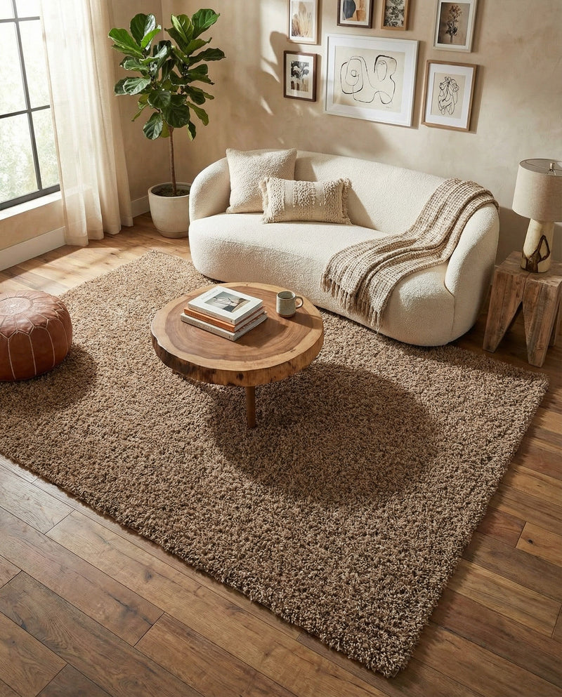 Plush Oasis Collection Area Rug - Serenity (Sandy Brown) Rectangle Sandy Brown  lifestyle 23