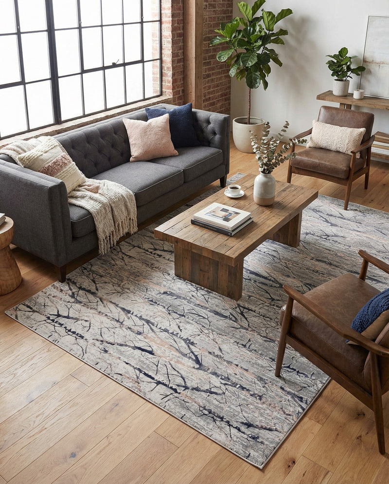 Bloomsbury Elegance Collection Area Rug -  Soho Rectangle Gray  lifestyle 48
