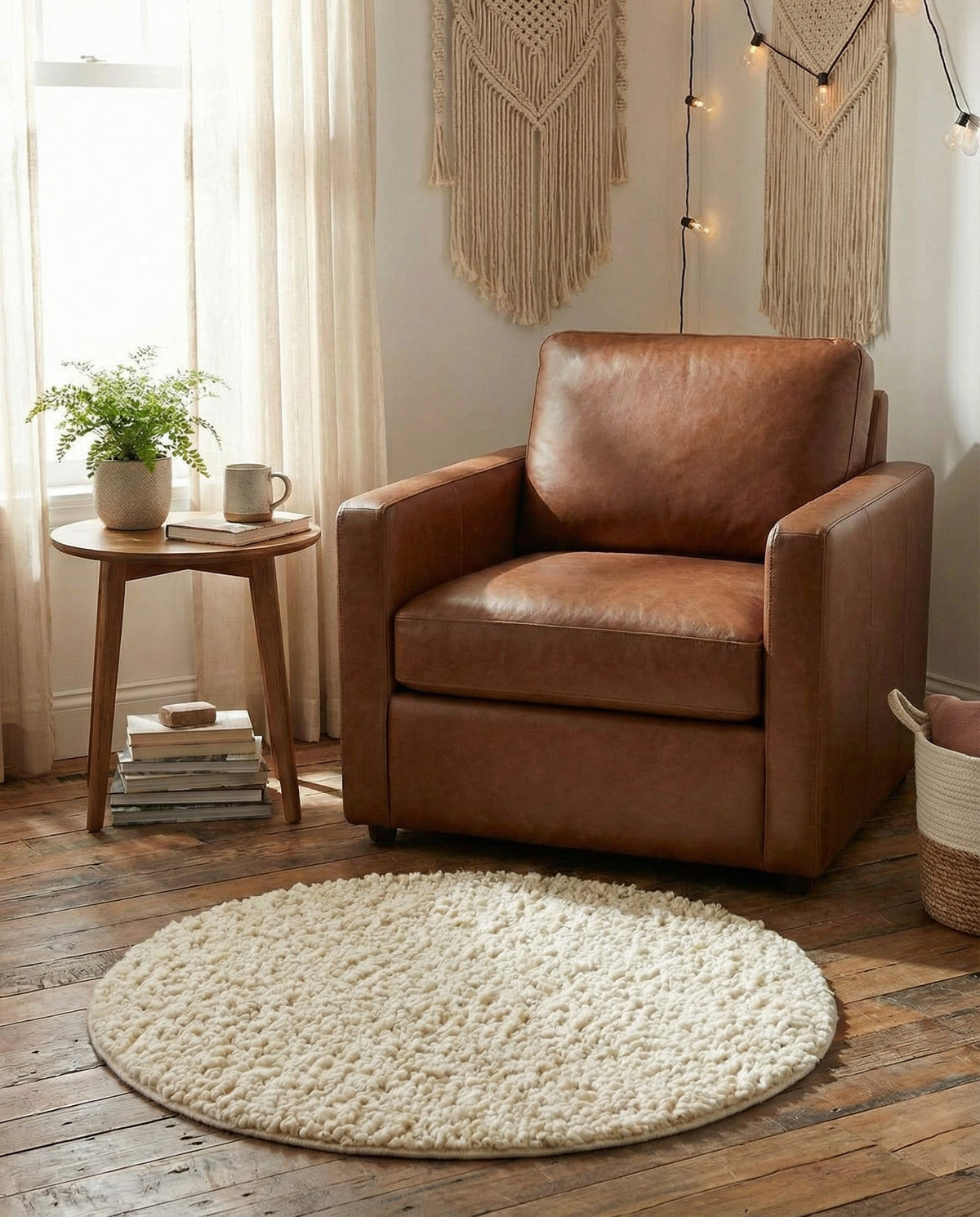 Wellington Luxe Shag Collection Area Rug - Kapiti Round Moroccan Ivory  lifestyle 130