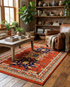 Tabriz Tapestries Collection Area Rug - Azerbaijan (Terracotta) Rectangle Terracotta  lifestyle 24