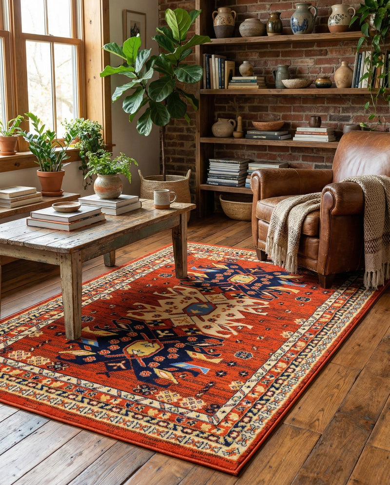 Tabriz Tapestries Collection Area Rug - Azerbaijan (Terracotta) Rectangle Terracotta  lifestyle 24