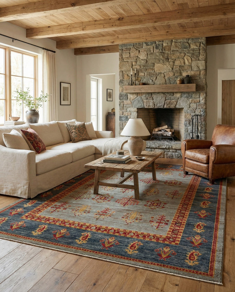 Zagros Oasis Collection Area Rug -  Dalahu Rectangle Light Blue  lifestyle 18